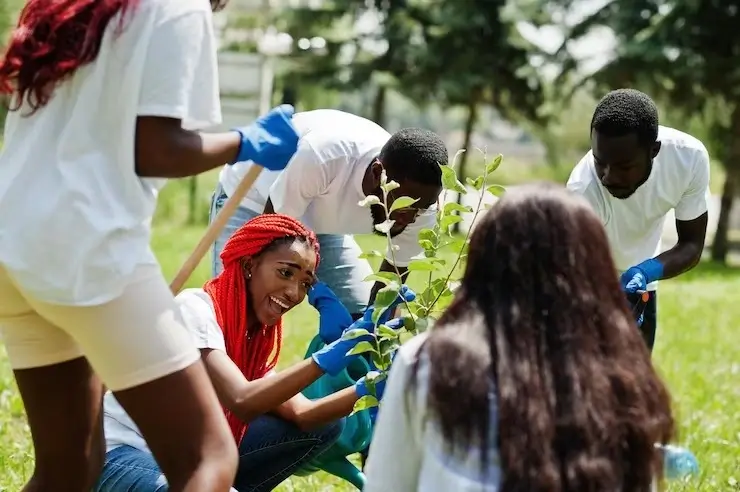 A Picture of a Ugandan eco-friendly cleaning product company crafting content about sustainable living practices tailored to the local context