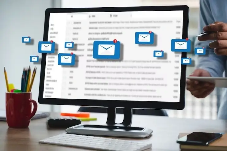 Desktop screen showing a concept of email marketing at Lukard Technologies